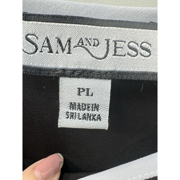 Sam and Jess Black/White Blouse‎ Contrast Trim Bell 3/4 Sleeve Women’s Petite LG - Picture 4 of 11